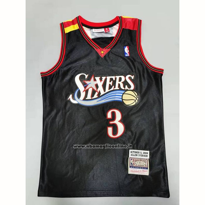 Maglia Philadelphia 76ers Allen Iverson #3 Mitchell & Ness 2006 Nero